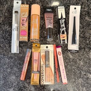 11 Piece MakeUp Eye Lips Face Beauty Bundle Brand New Covergirl, Elf, NYX